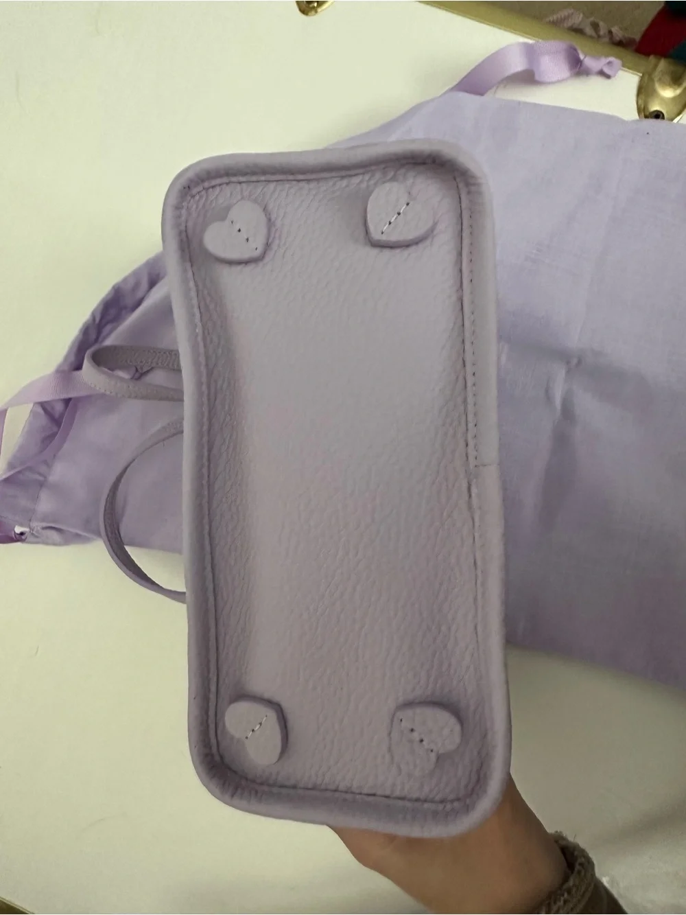 NWT Stoney Clover Lane Leather Pittsford Little Tote in Lavender with Pouch - Picture 2 of 2